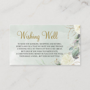 Boho White Roses Greenery Folaige Wishing Well Enclosure Card