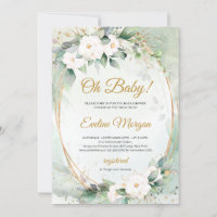  Boho white roses greenery foliage gold oval Baby