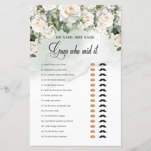 Boho White Roses Greenery gold He said She said