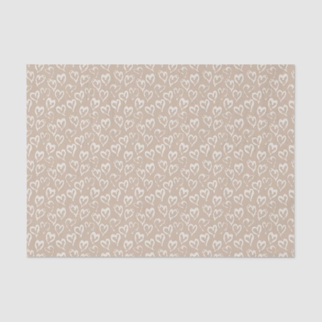 Boho white Sandy Hearts Valentine's tissue Papper Tissue Paper (Front)