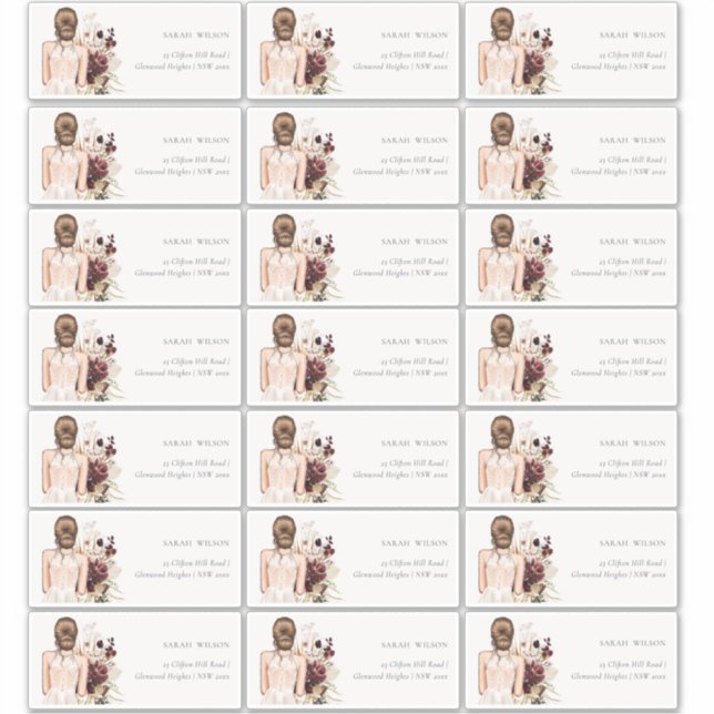 Boho White Wedding Gown Bride Guest Address (Front)