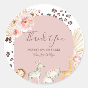 Boho Wild Animals Thank You for being here Classic Round Sticker