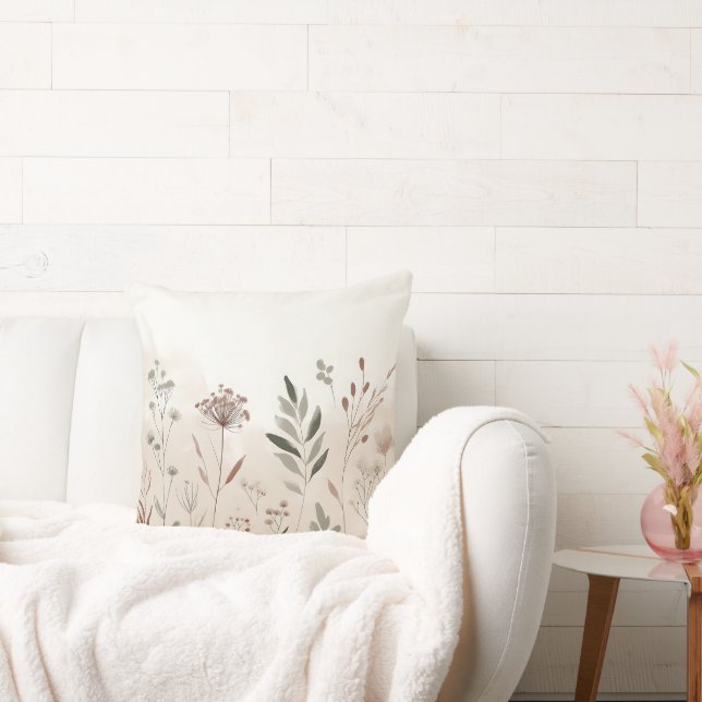 Boho Wild Flower |  Desert Garden Floral Pattern Cushion (Couch)