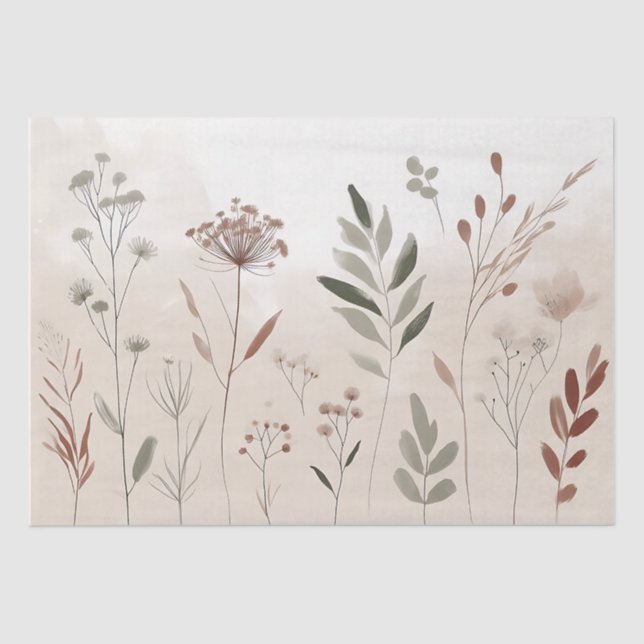 Boho Wild Flower |  Desert Garden Floral Pattern Tissue Paper (Front)