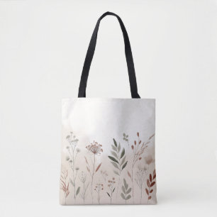 Boho Wild Flower Desert Garden Floral Pattern Tote Bag