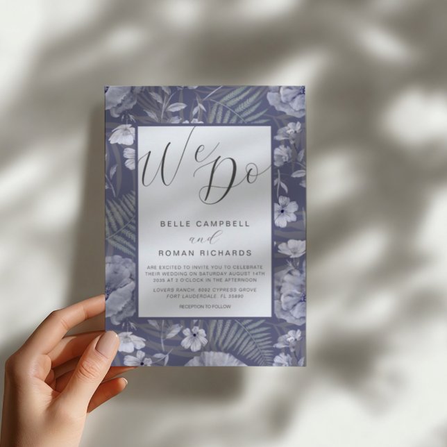 Boho Wild Flowers Dusty Purple Script Wedding  Inv Invitation (Creator Uploaded)