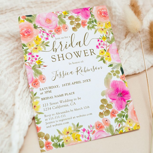 Boho wild flowers garden photo bridal shower invitation (Boho wild flowers garden photo bridal shower invitation)