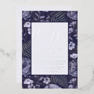 Boho Wild Flowers Purple & Silver Script Wedding