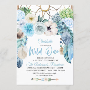 Boho Wild One Dreamcatcher Birthday Invitation