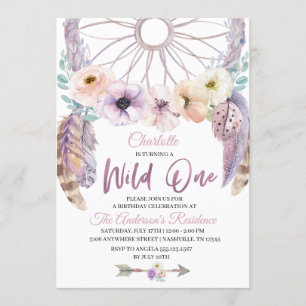 Boho Wild One Dreamcatcher Birthday Invitation
