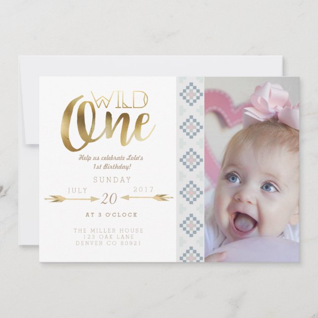 Boho Wild One | First Birthday Party Invite (Front)