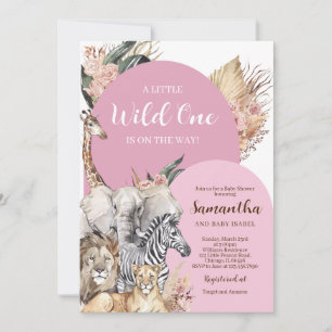 Boho Wild One Girl Baby Shower Invitation