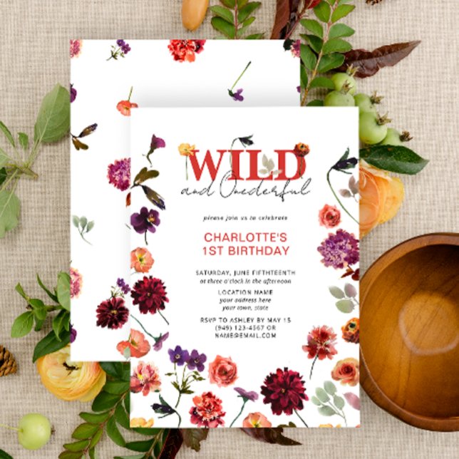 Boho Wild & Onederful Girl 1st Birthday Invitation (1st Birthday Invitation)
