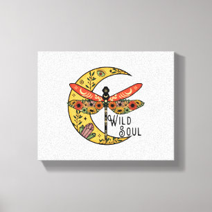 Boho Wild Soul Moon Dragonfly Canvas Print