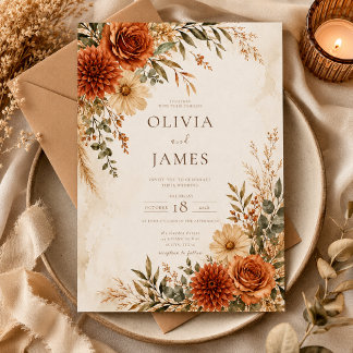 Boho Wild Terracotta Garden Wedding Invitation