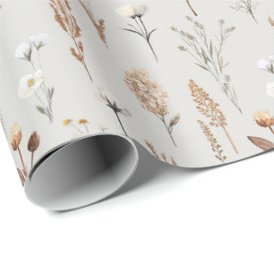Boho Wild weeds flowers rustic Wrapping Paper