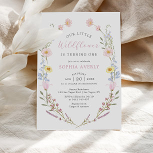 Boho Wildflower 1st Birthday Garden Invitation