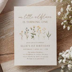 Boho Wildflower 1st Birthday Invitation