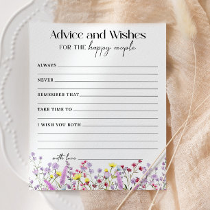 Boho Wildflower Advice and Wishes Shower Card