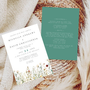Boho Wildflower All in One Wedding Invitation