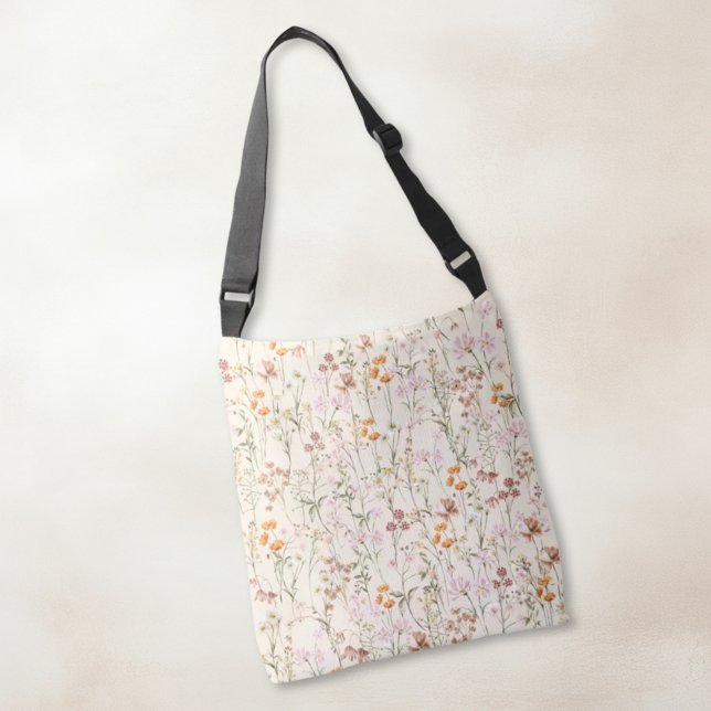 Boho Wildflower All-Over-Print Beige Shoulder Tote (Creator Uploaded)