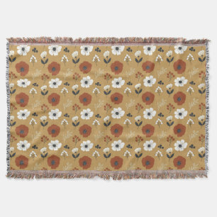 Boho Wildflower and Berry Print Throw Blanket