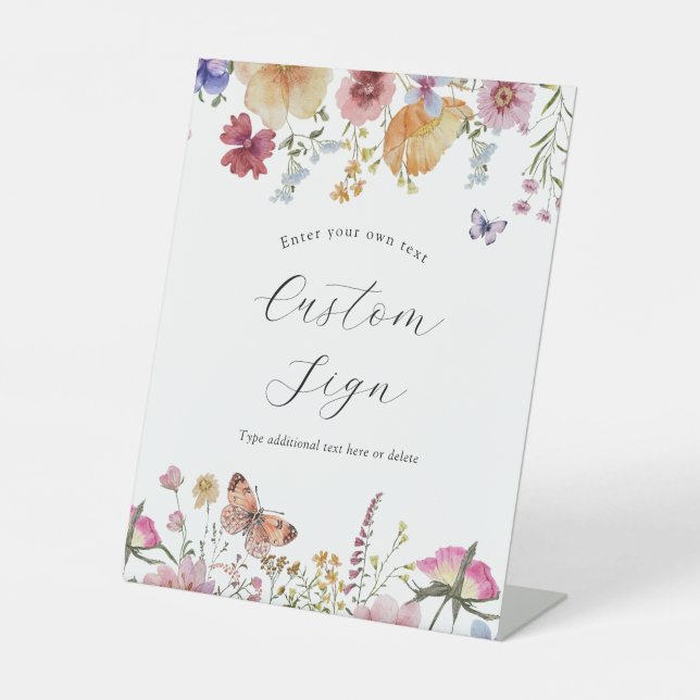 Boho Wildflower and Butterflies Custom Text Sign (Front)