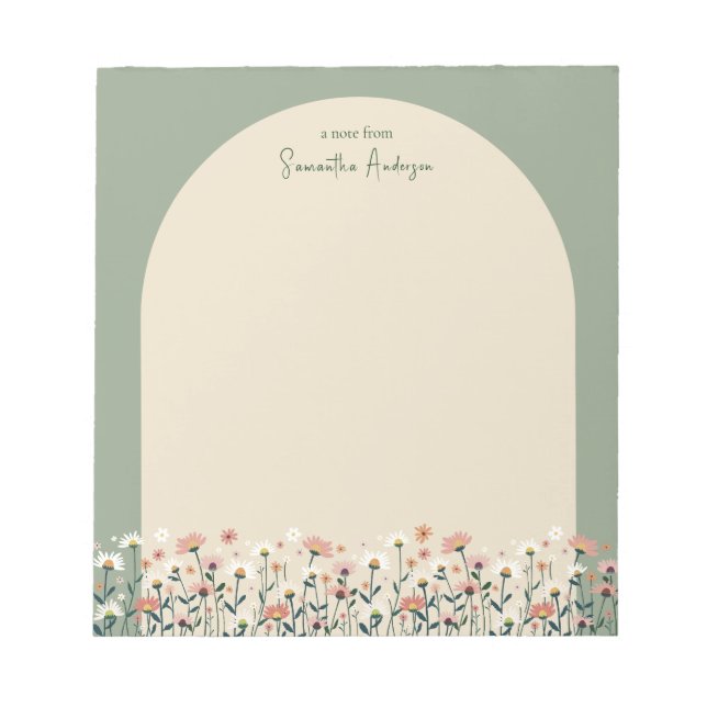 Boho Wildflower Arch Floral Border Notepad (Front)