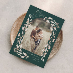 Boho Wildflower Arch Photo Christmas Holiday Card