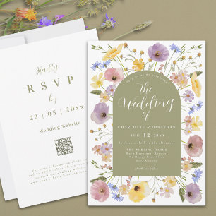 Boho Wildflower Arch Spring Wedding Invitation