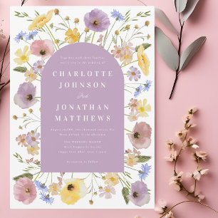 Boho Wildflower Arch Spring Wedding Invitation