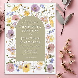 Boho Wildflower Arch Spring Wedding Invitation