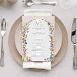 Boho Wildflower Arch Wedding Menu<br><div class="desc">An arch decorated with whimsical colourful watercolor wildflowers frames the meal options on these boho floral wedding menu cards. Please check out the collection for the matching wedding invitation suite and more matching products.</div>