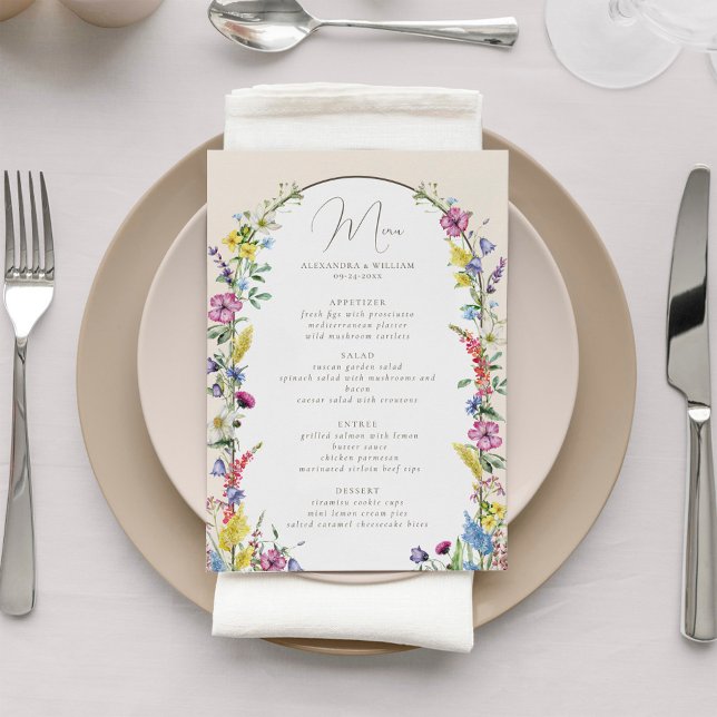 Boho Wildflower Arch Wedding Menu (Creator Uploaded)