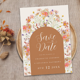 Boho Wildflower Arch Wedding Save The Date
