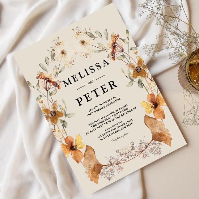 Boho Wildflower Autumn Floral Arch Wedding Invitation (Creator Uploaded)