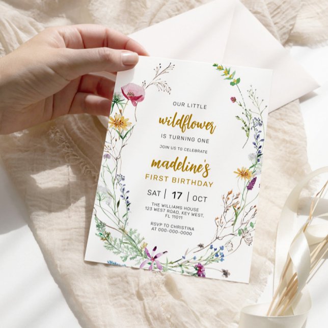 Boho Wildflower Baby 1st Birthday Invitation (Creator Uploaded)