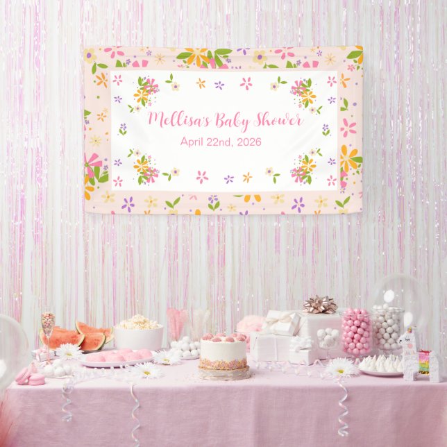 Boho Wildflower Baby Girl Shower Banner (Party)
