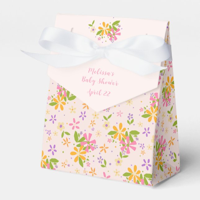 Boho Wildflower Baby Girl Shower Favour Box (Front Side)