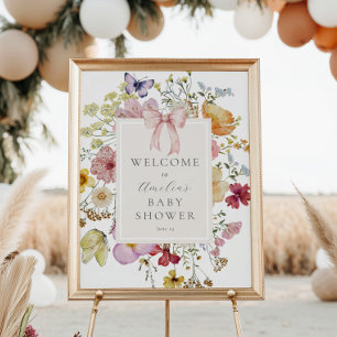 Boho Wildflower Baby Girl Shower Welcome Sign