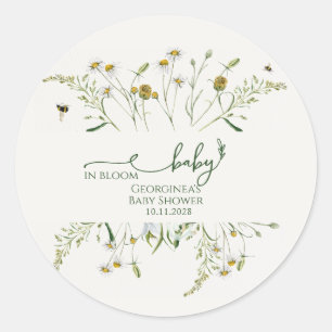 Boho Wildflower Baby in Bloom Baby Shower Classic Round Sticker