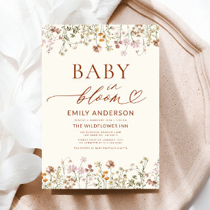 Boho Wildflower Baby in Bloom Baby Shower Invitation