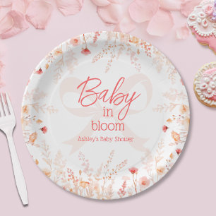Boho Wildflower Baby in Bloom GIrl Baby Shower  Paper Plate