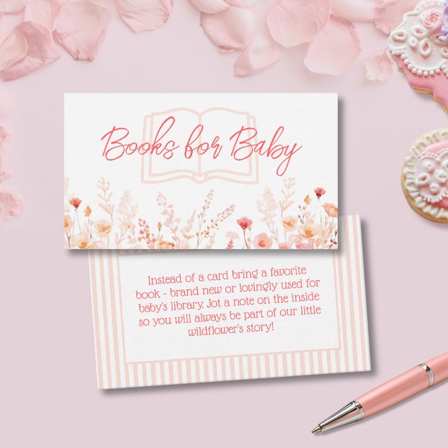 Boho Wildflower Baby Shower Books for Baby Enclosure Card (Creator Uploaded)
