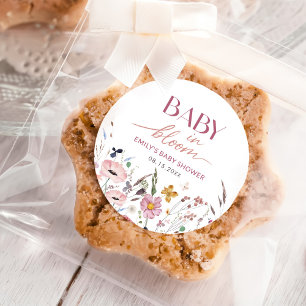 Boho Wildflower Baby Shower Classic Round Sticker