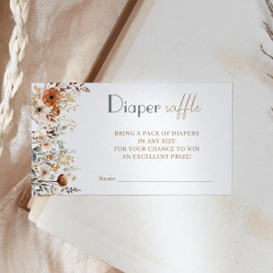 Boho Wildflower Baby Shower Diaper Raffle Enclosure Card