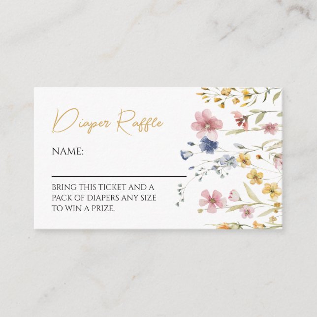 Boho Wildflower Baby Shower Diaper Raffle Enclosure Card (Front)