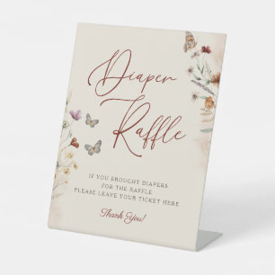 Boho Wildflower Baby Shower Diaper Raffle Sign