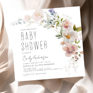 Boho Wildflower Baby Shower Elegant Modern Invitation