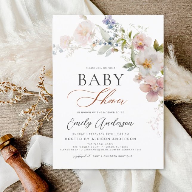 Boho Wildflower Baby Shower Garden Invitation (Creator Uploaded)
